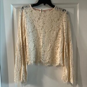 Altar'd State Cream Lace Crop Blouse